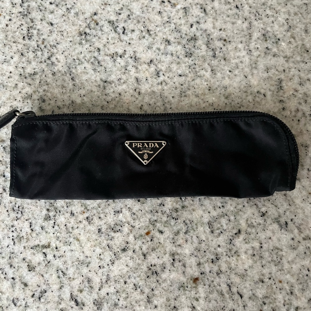 Prada vintage Rare Black Nylon Pencil Case Cosmetic Pouch